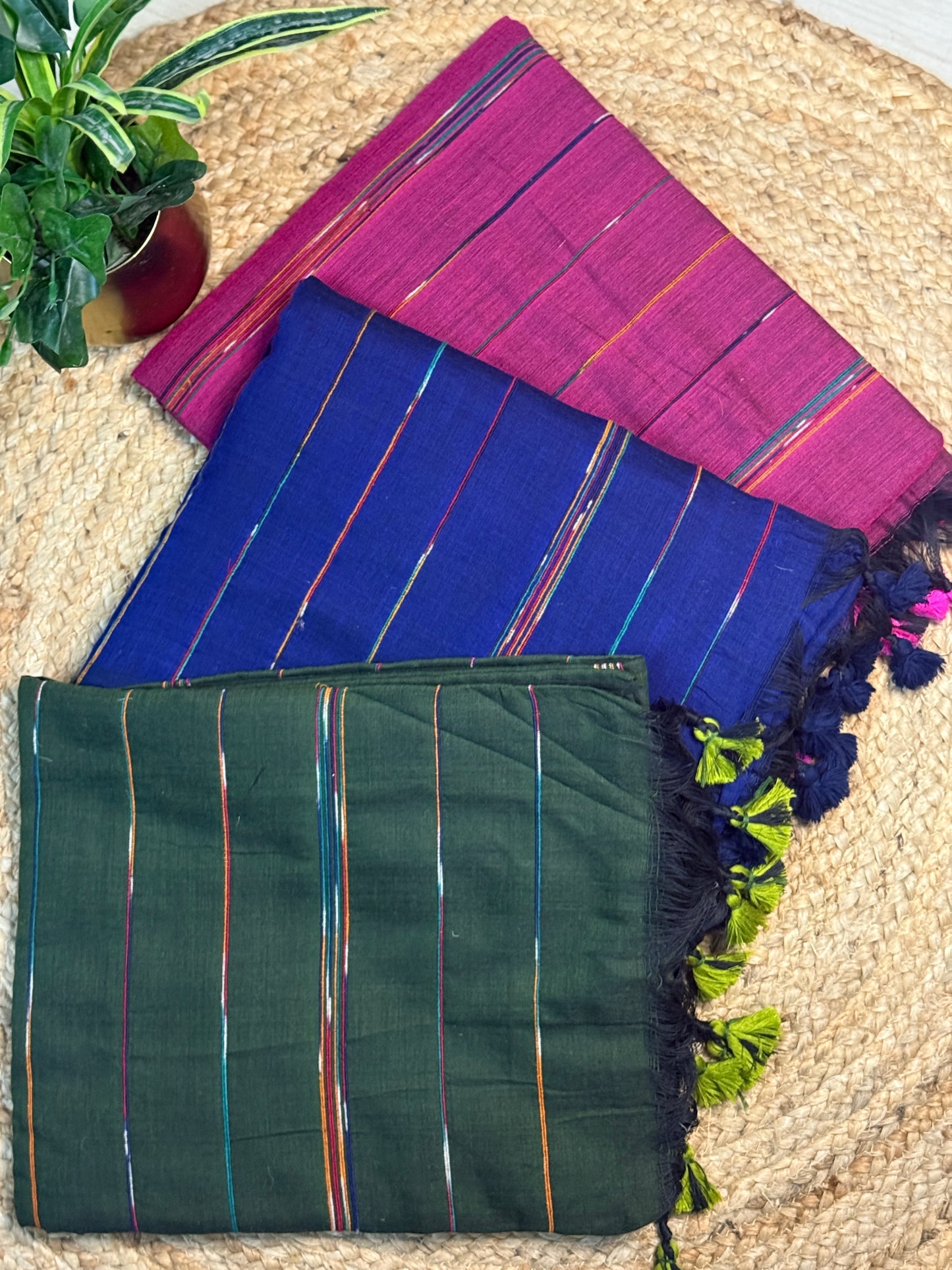 Handloom Cotton Striped Sarees