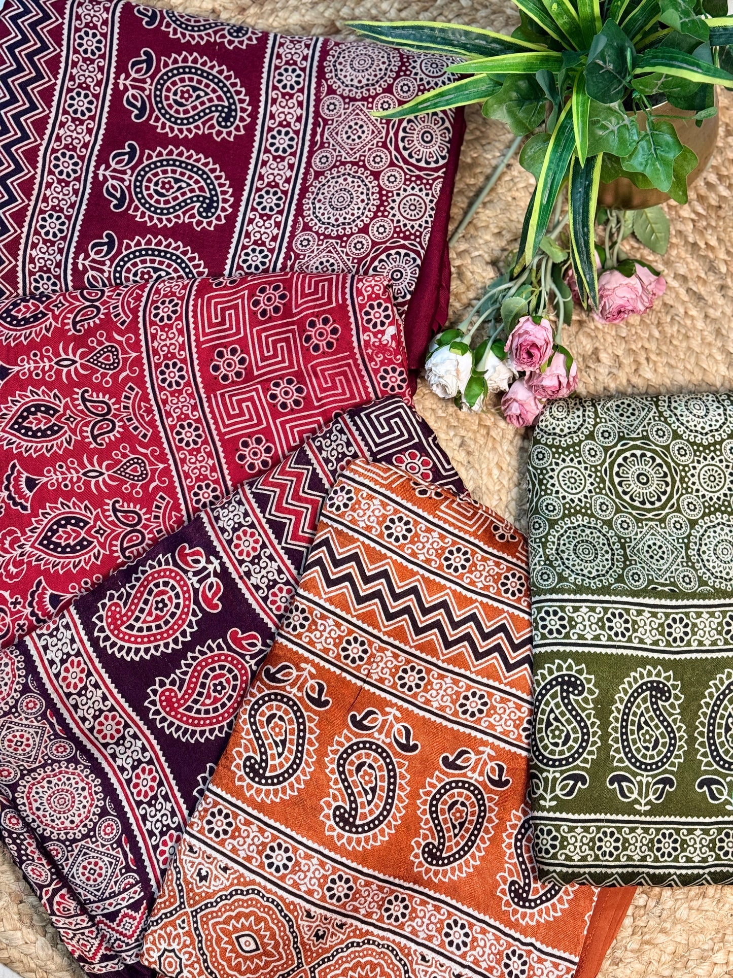 Ajrakh Gaaji Silk saree