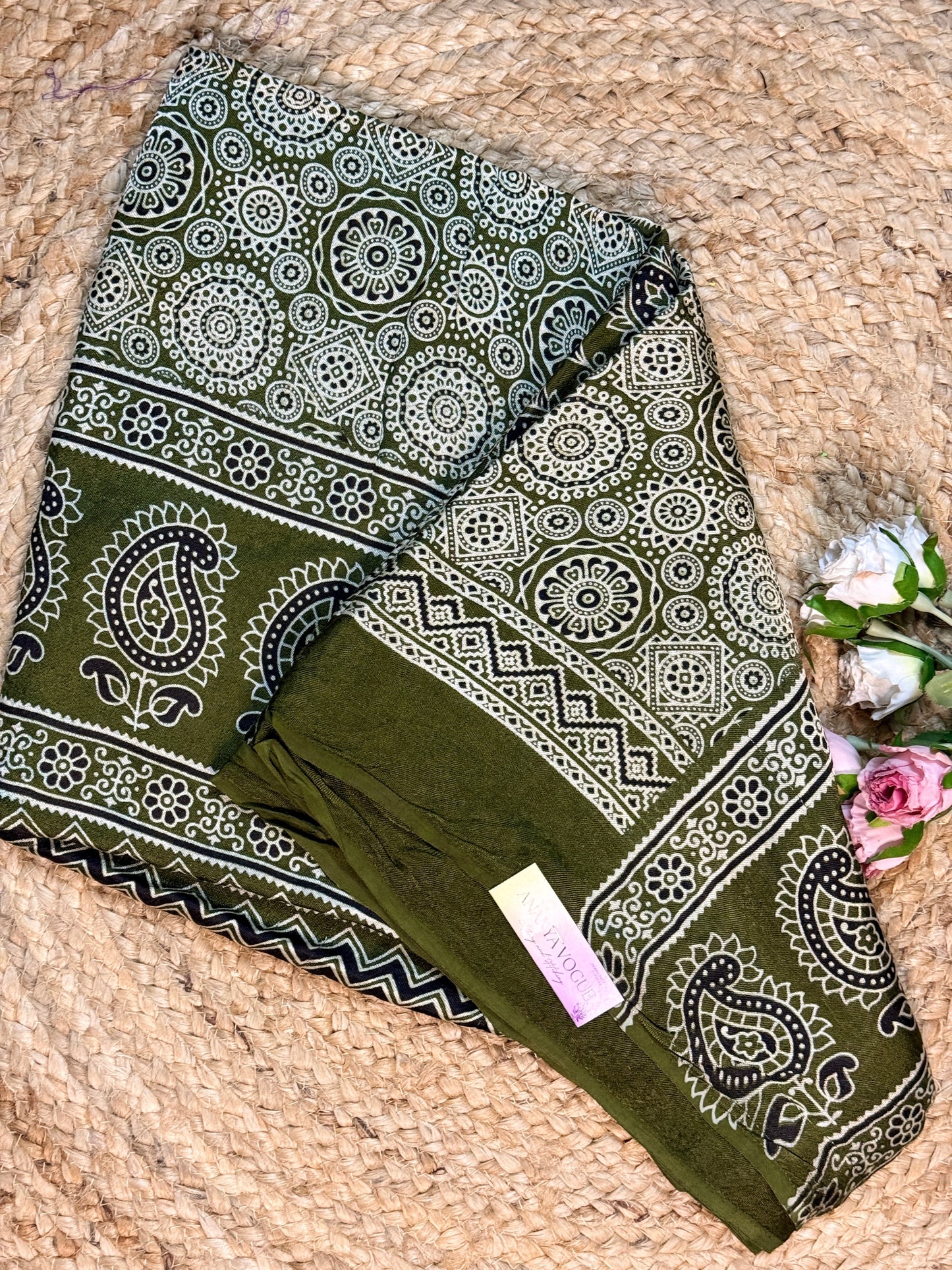 Ajrakh Gaaji Silk saree