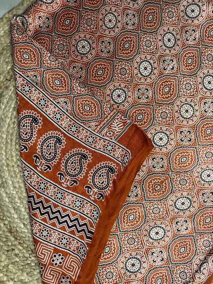 Ajrakh Gaaji Silk saree