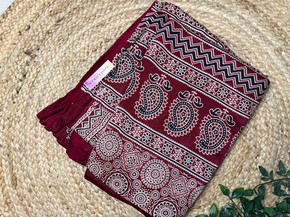 Ajrakh Gaaji Silk saree