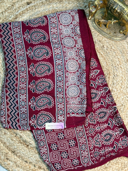 Ajrakh Gaaji Silk saree