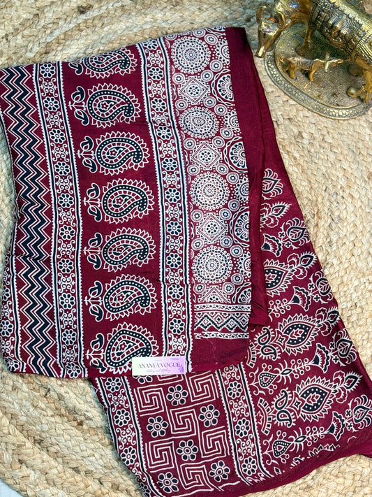 Ajrakh Gaaji Silk saree