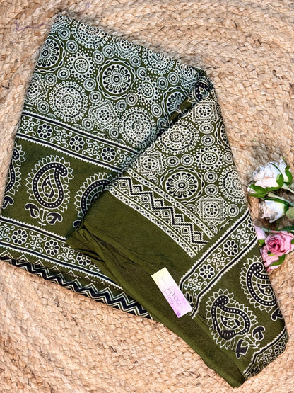 Ajrakh Gaaji Silk saree